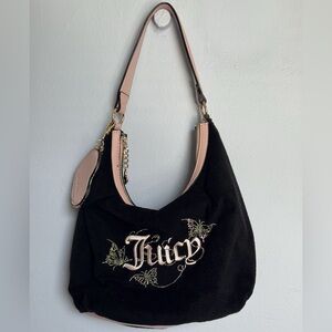 Juicy Couture Wingin It Hobo - Black and Pink Shoulder Bag with Charm